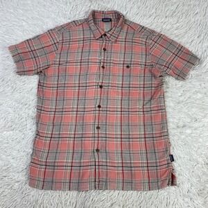 Patagonia‎ Shirt Mens Large Pink Plaid A/C Lightweight Button Down Pocket Casual